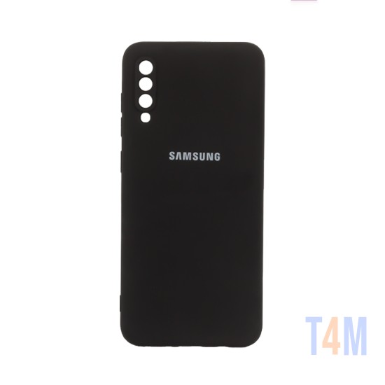 Funda de Silicona con Marco de cámara para Samsung Galaxy A70 Negro